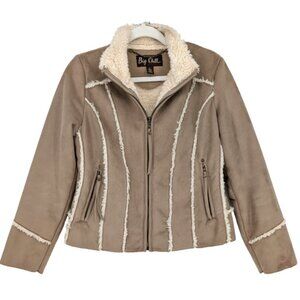 VTG Y2K Big Chill Tan Shearling Penny Lane Faux Suede Sherpa Lined Boho Jacket M